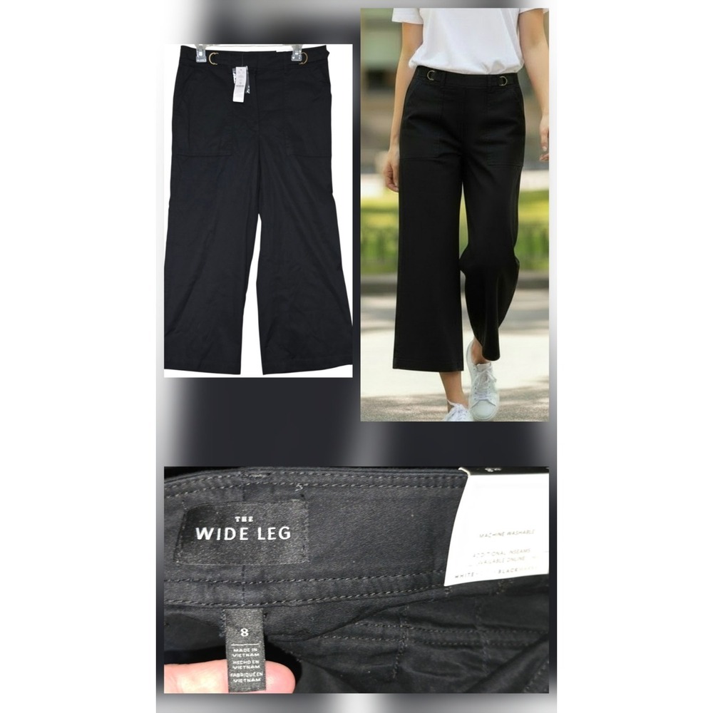 New White House Black Market Women's Dress Pants Wide Leg Black Size 8 33x23